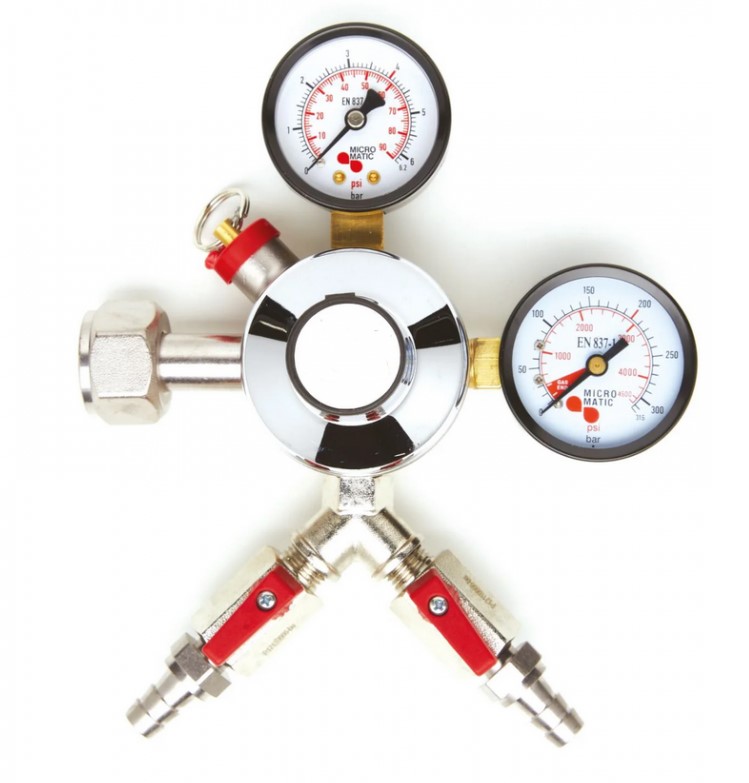 791-293 PPR009 Détendeur principal 6 bars CO2 bouteille 2 sorties cannelées