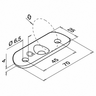 Berceau pour tube, distance du trou 45 mm; 131810-042-12; main-courante Ø42,4 mm, inox brossé 304 (13181004212)