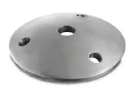 Embout à souder, avec 3 trous, rond, Ø70 mm x 13,5 mm, barre Ø10 mm, inox brossé 304