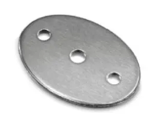 [13.1930.085.12] Embout à souder, avec 2 trous, ovale, 85 x 60 x 5 mm, barre Ø10 mm, inox brossé 304